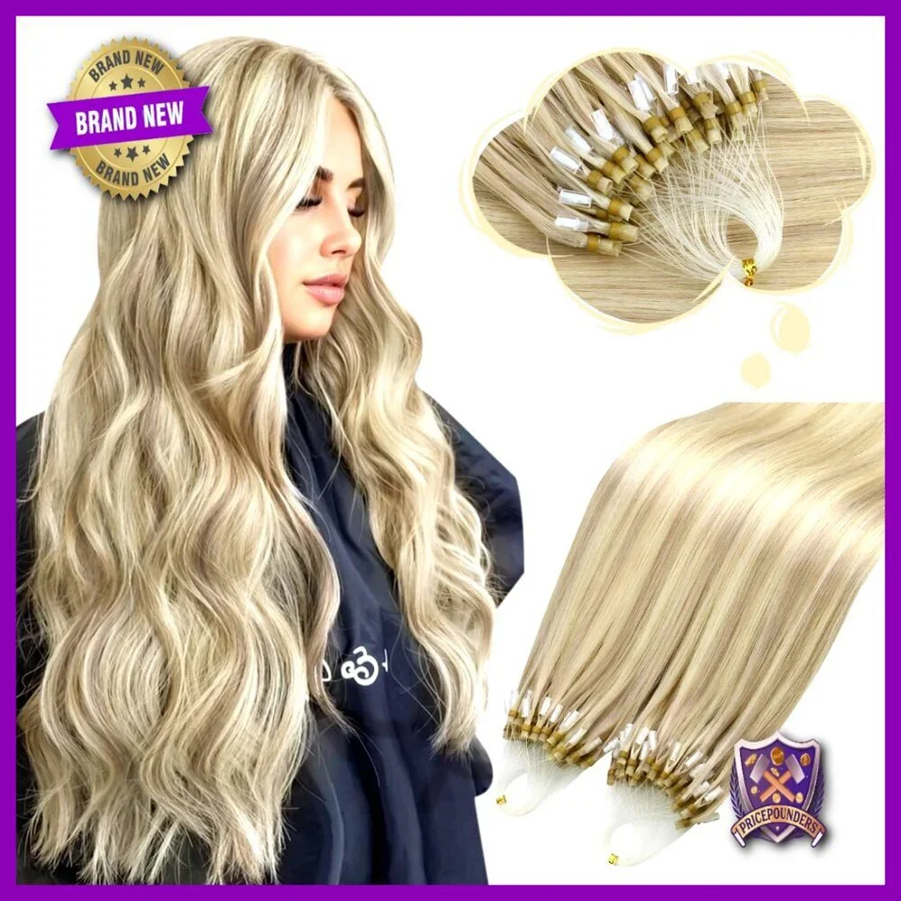 Real Human Hair Extensions 20 Inch Straight Remy Micro Loop 50g